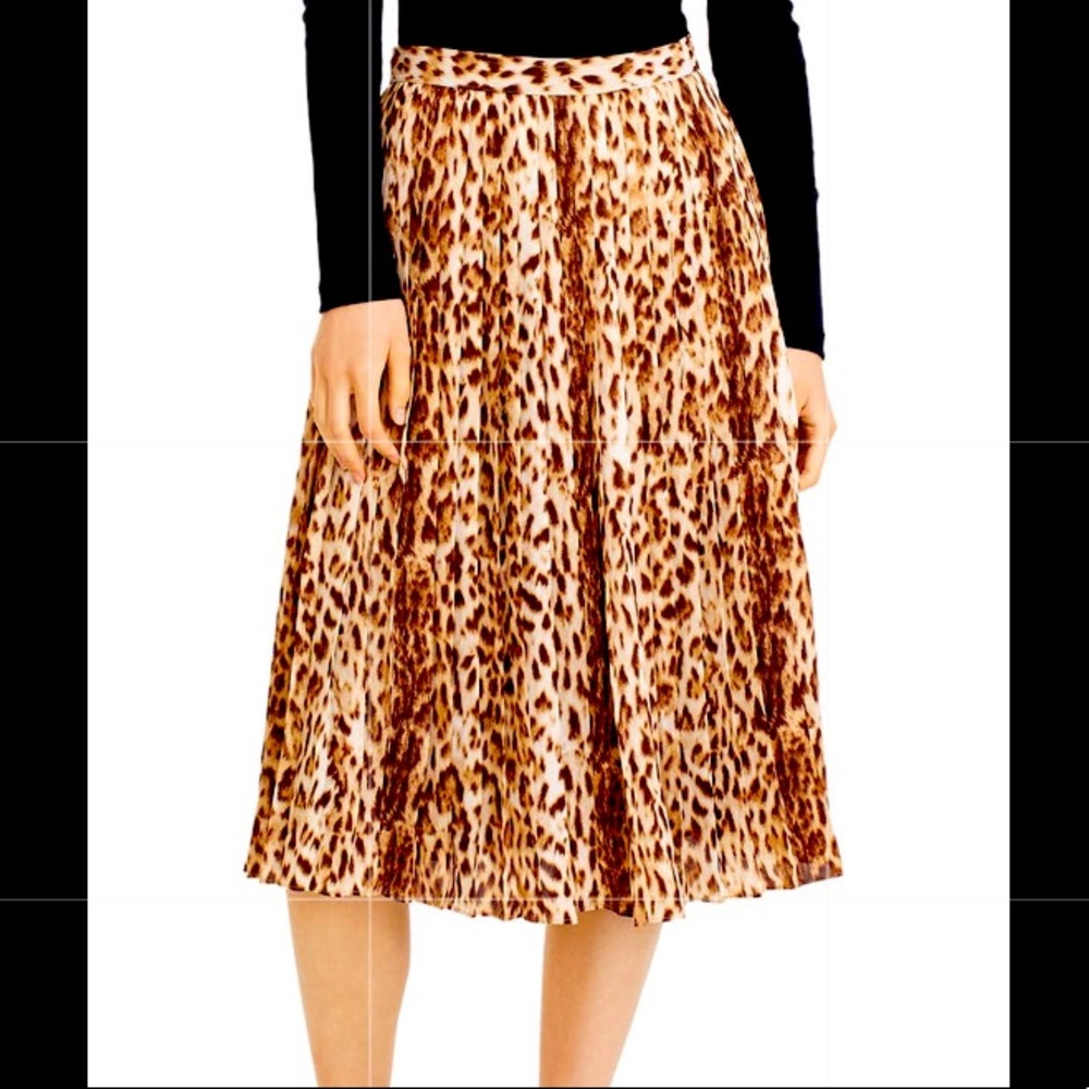 J. Crew Leopard Pleated Skirt - Brand New